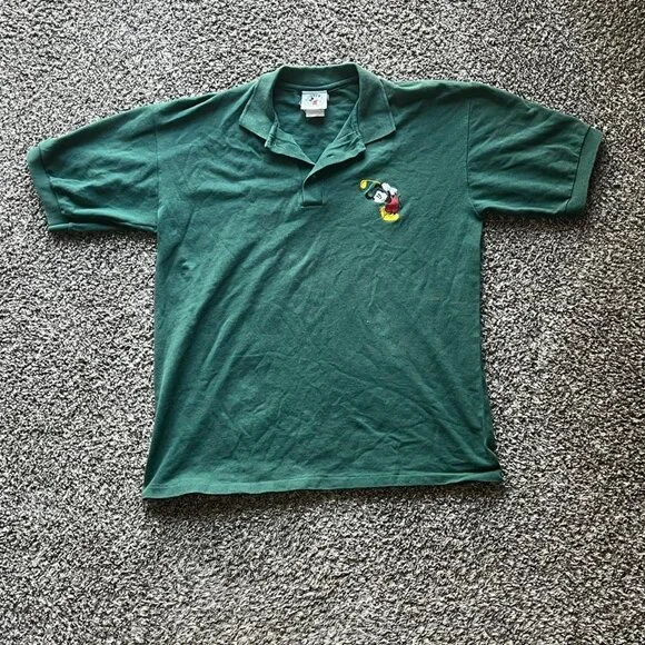 Vintage Green Mickey Mouse Golf Polo, Disney Polo, Men's Large Polo, Cotton Polo - Picture 1 of 7